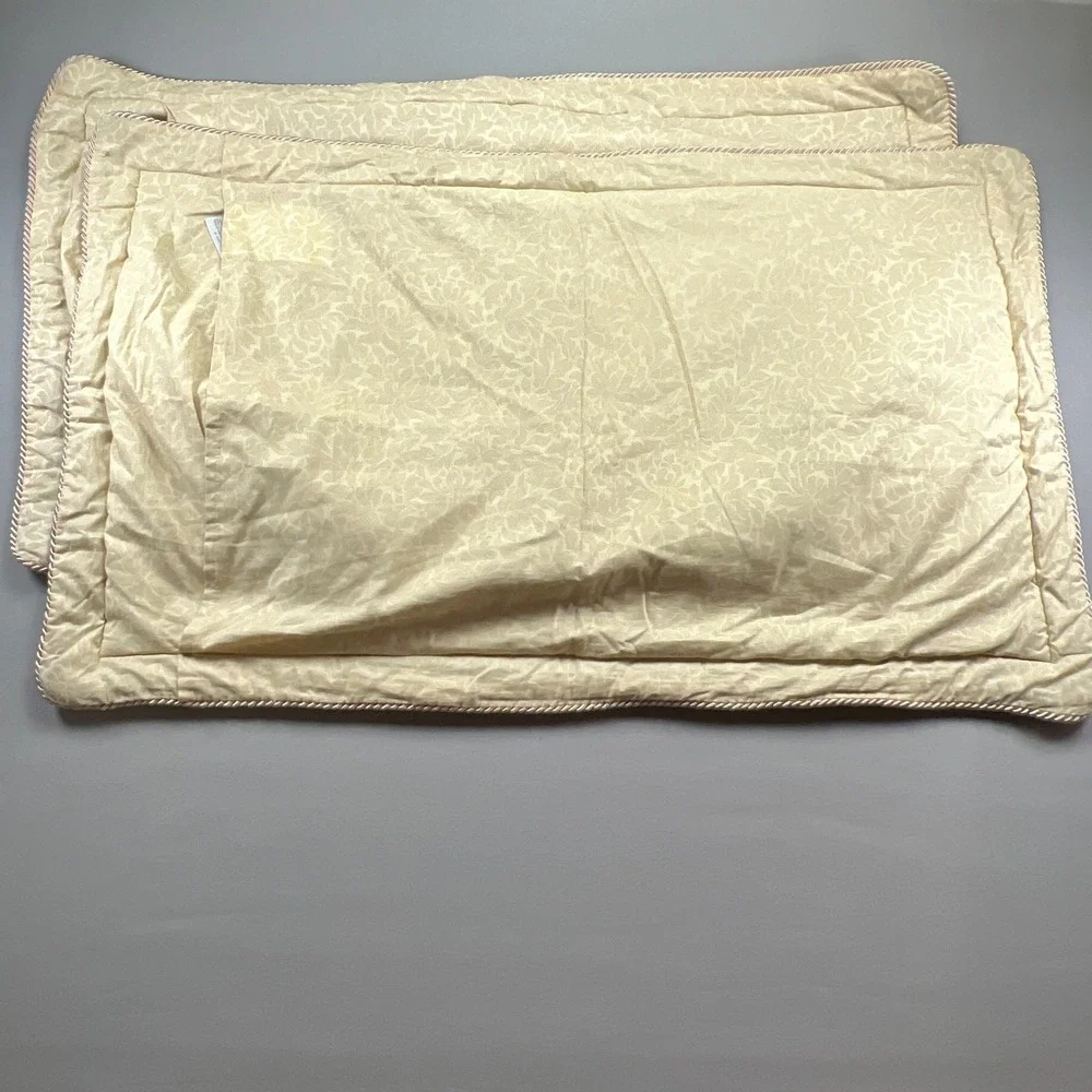 Croscill Home Pillowcase King Beige Floral Textured Cotton Piped Edges Set Of 2